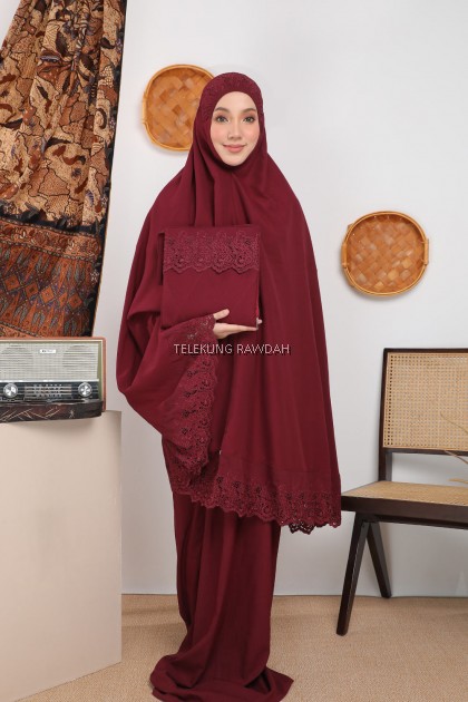 Telekung Rawdah - Safia Series Maroon