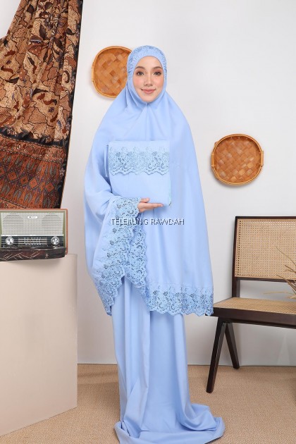 Telekung Rawdah - Safia Series Sky Blue