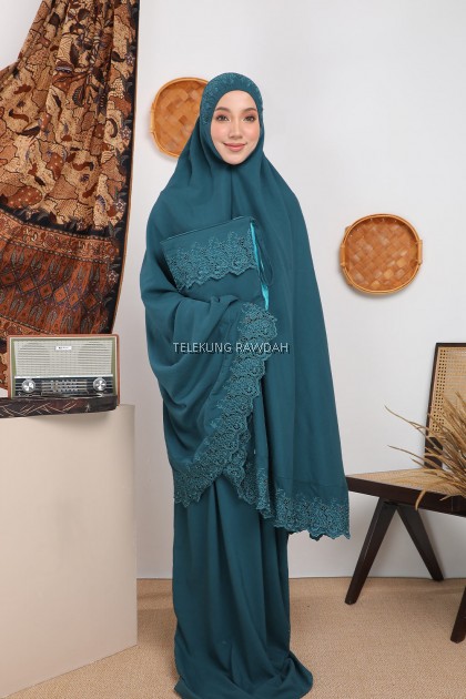 Telekung Rawdah - Safia Series Teal