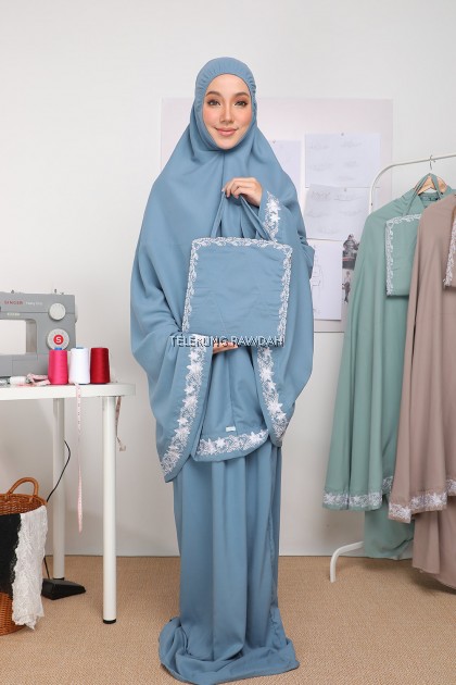 Telekung Rawdah - Humayra Series in Denim