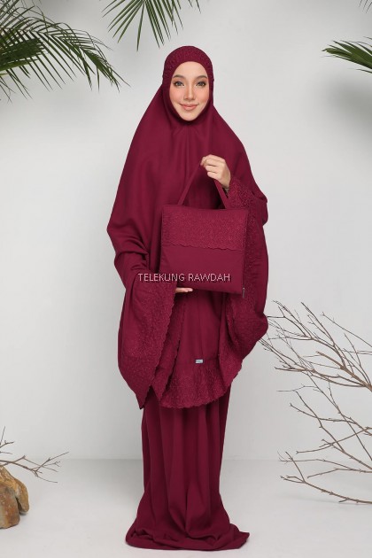 Telekung Rawdah - Damia Series in Cherry